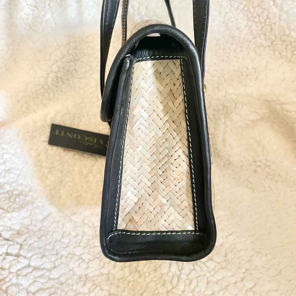 NWT Sophia Visconti Leather/Straw Shoulder Bag - Picture 8 of 11